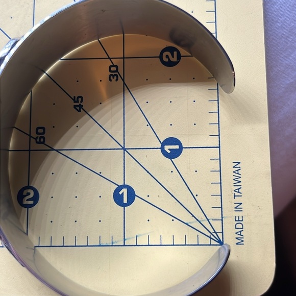 Vintage Large stainless steel rhinestone peacock feather cuff bracelet - Picture 11 of 13